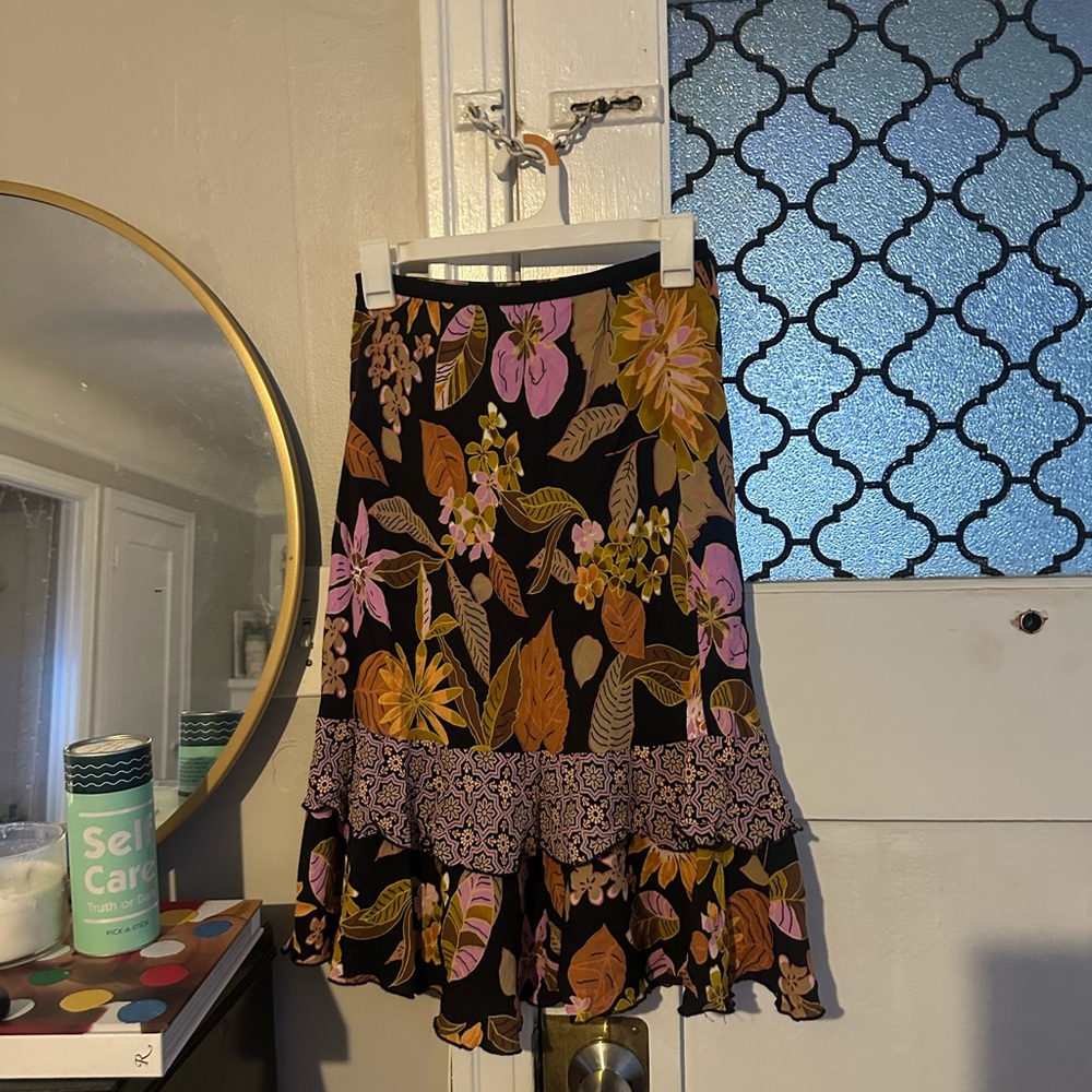 Floral Black Skirt